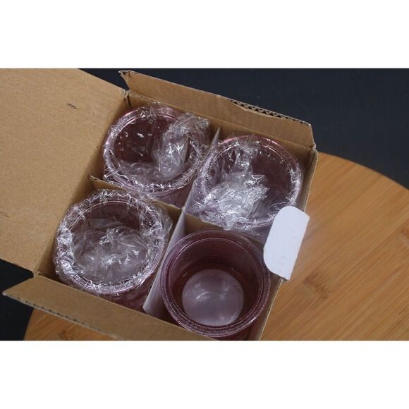 Kate Aspen Vtg. Fleur De Lis Rose Gass Tealight Votive Candle Holders Set of 4 - Picture 5 of 6